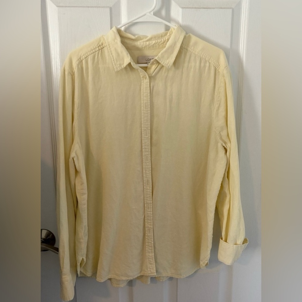 LOFT pale yellow Button-Up Blouse